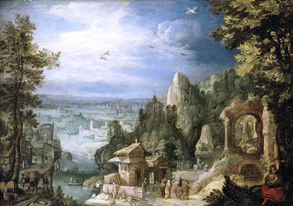  Anthonie Mirou Extensive Landscape with the Rest on the Flight into Egypt - Canvas Art Print