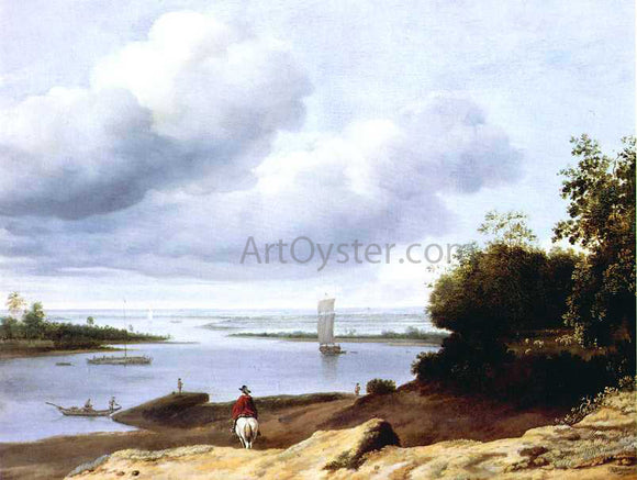  Anthonie Van Borssum Extensive River View  with a Horseman - Canvas Art Print