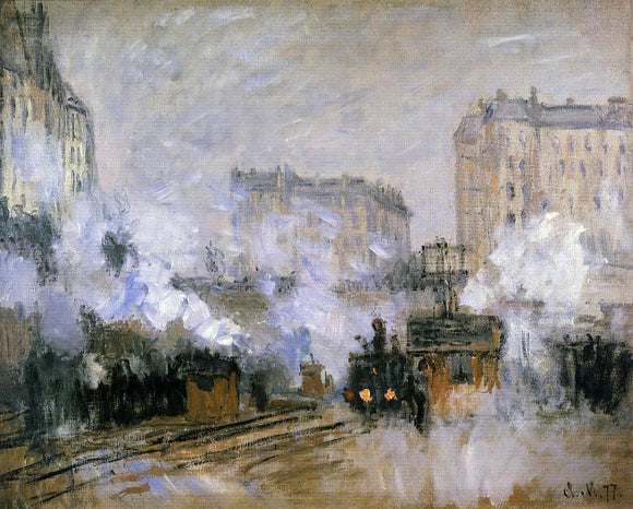  Claude Oscar Monet Exterior of the Saint-Lazare Station, Arrival of a Train - Canvas Art Print