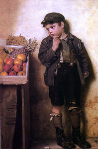  John George Brown Eying the Fruit Stand - Canvas Art Print