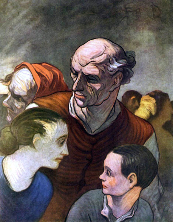  Honore Daumier Family on the Barricades in 1848 - Canvas Art Print