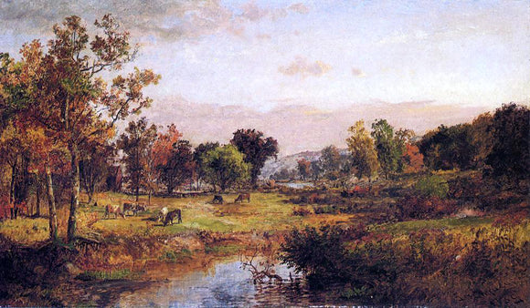 Jasper Francis Cropsey Farm Along the River - Canvas Art Print