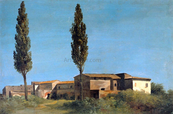  Pierre-Henri De Valenciennes Farm-buildings at the Villa Farnese: the Two Poplar Trees - Canvas Art Print