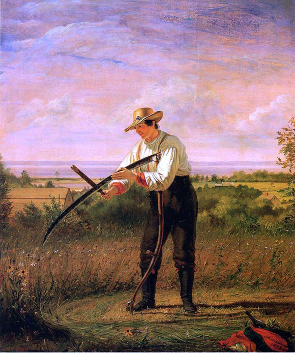  William Sidney Mount Farmer Whetting His Sythe - Canvas Art Print