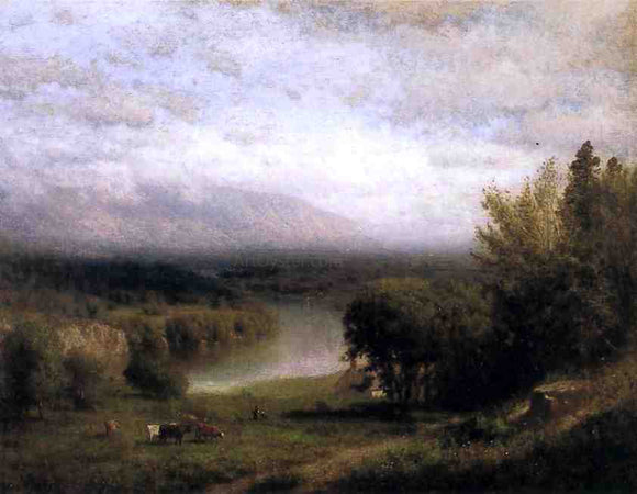 Alexander Helwig Wyant Farmhouse in a River Valley - Canvas Art Print