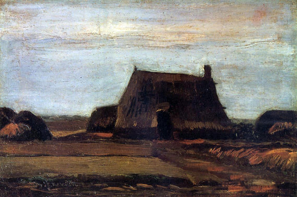  Vincent Van Gogh The Farmhouse with Peat Stacks - Canvas Art Print