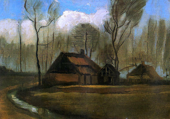  Vincent Van Gogh Farmhouses Among Trees - Canvas Art Print