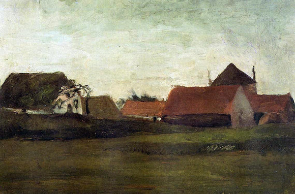  Vincent Van Gogh Farmhouses in Loosduinen near the Hague, in Twilight - Canvas Art Print