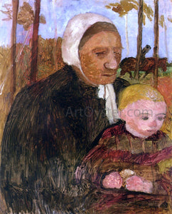 Paula Modersohn-Becker Farmwoman with Child, Rider in the Background - Canvas Art Print