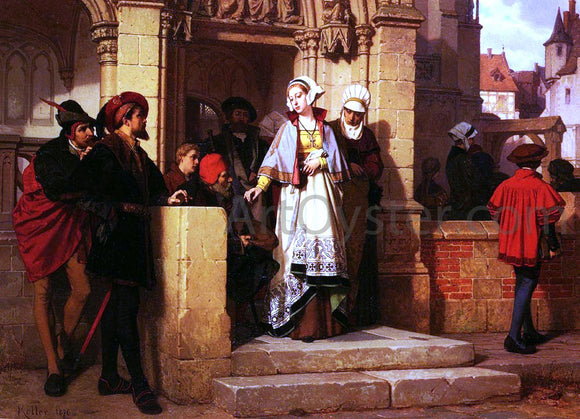  Wilhelm Koller Faust and Mephistopheles Waiting for Gretchen at the Cathedral Door - Canvas Art Print