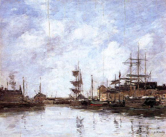  Eugene-Louis Boudin Fecamp, the Inner Harbor - Canvas Art Print