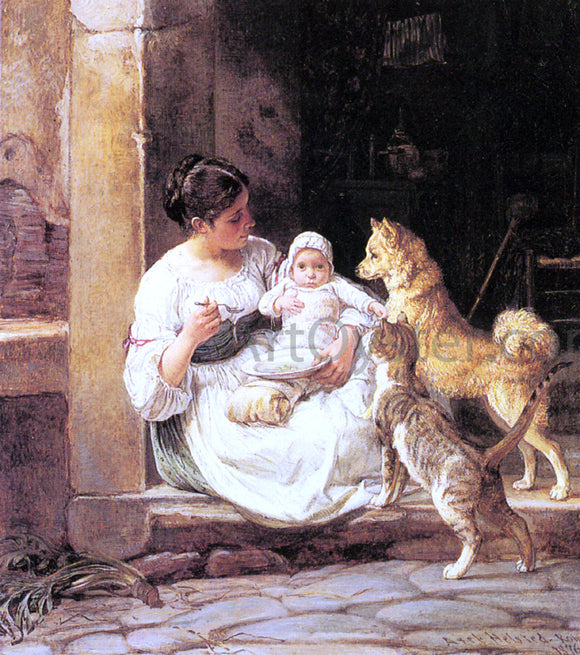  Axel Helsted Feeding the Baby - Canvas Art Print