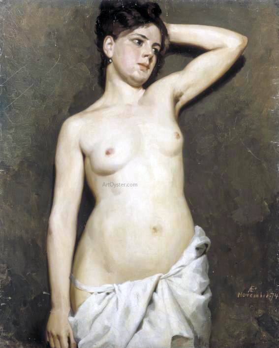  Albert Edelfelt A Female Model, Academic Study - Canvas Art Print