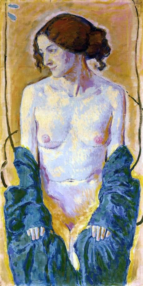  Koloman Moser Female Nude with Blue Shawl - Canvas Art Print