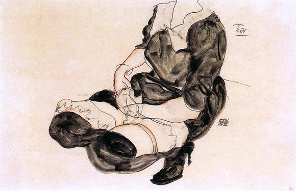  Egon Schiele Female Torso, Squatting - Canvas Art Print