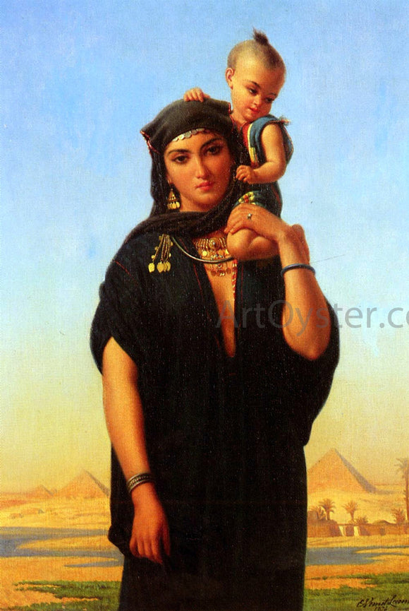  Charles Emile Hippolyte Lecomte-Vernet Femme Fellah Portant Son Enfant (Egypte) - Canvas Art Print