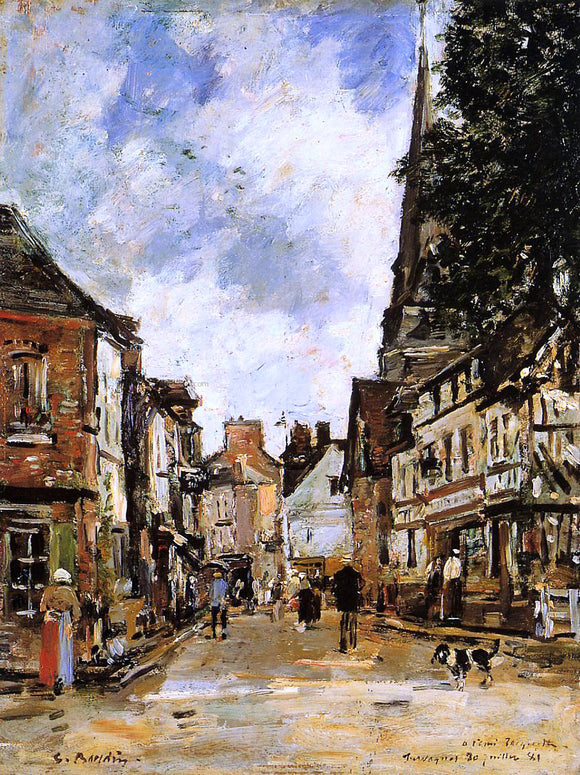  Eugene-Louis Boudin Fervaques, a Village Street - Canvas Art Print