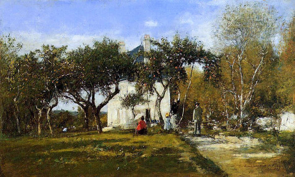  Eugene-Louis Boudin Fervaques, Garden and House of Monsieur Jacuette - Canvas Art Print