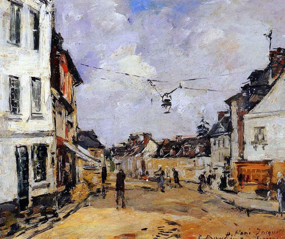  Eugene-Louis Boudin Fervaques, the Main Street - Canvas Art Print