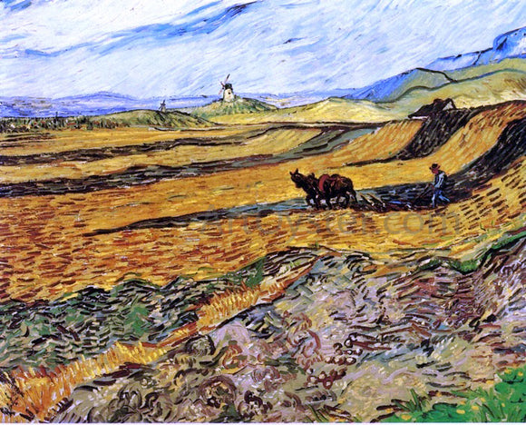  Vincent Van Gogh A Field and Ploughman and Mill - Canvas Art Print