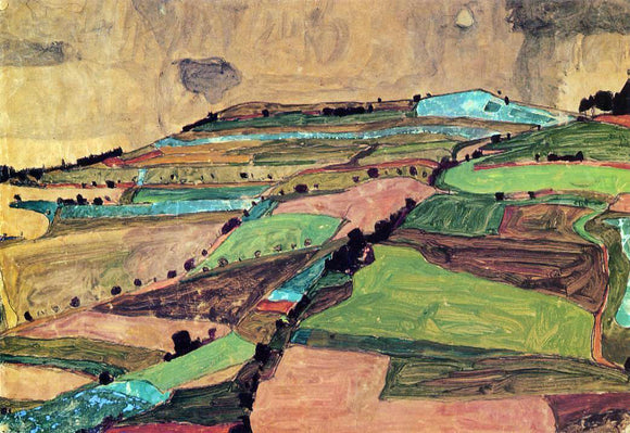  Egon Schiele Field Landscape (also known as Kreuzberg near Krumau) - Canvas Art Print