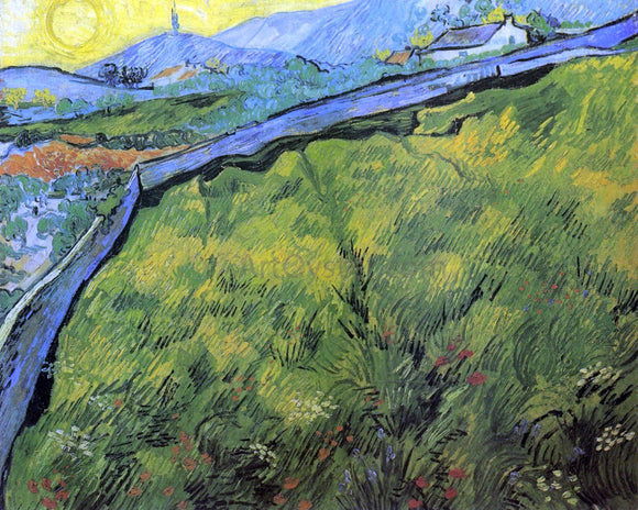  Vincent Van Gogh Field of Spring Wheat at Sunrise - Canvas Art Print