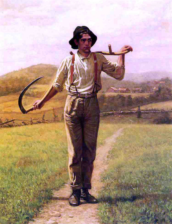  John George Brown Fieldhand with Sythe - Canvas Art Print