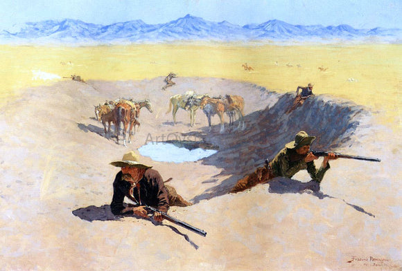  Frederic Remington Fight for the Water Hole - Canvas Art Print