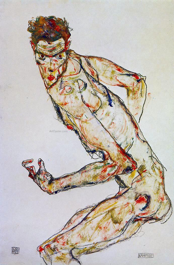  Egon Schiele Fighter - Canvas Art Print