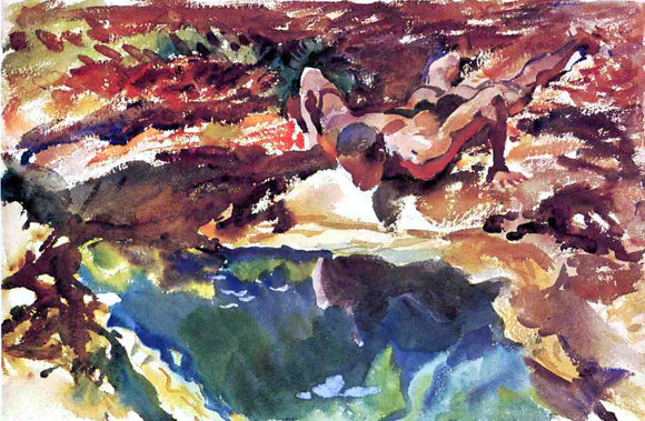  John Singer Sargent Figure and Pool - Canvas Art Print
