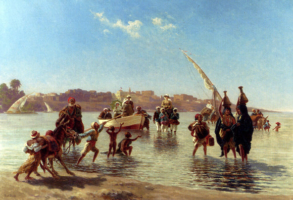  Paul Rudolf Linke Figures Coming Ashore Near Luxor, Upper Egypt - Canvas Art Print