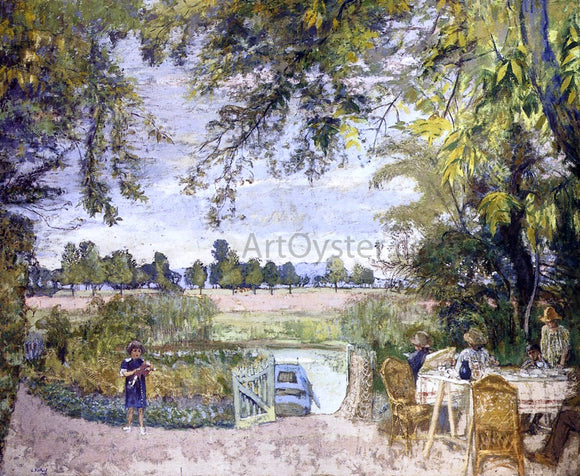  Edouard Vuillard Figures Eating in a Garden by the Water: A Decorative Panel for Bois Lurette - Canvas Art Print