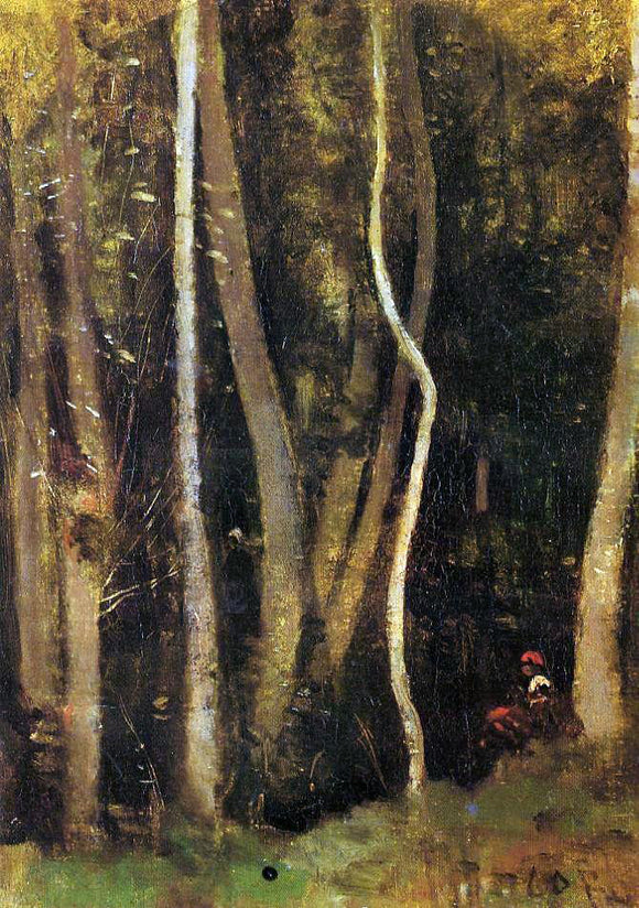  Jean-Baptiste-Camille Corot Figures in a Forest - Canvas Art Print