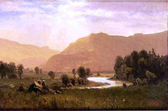  Albert Bierstadt Figures in a Hudson River Landscape - Canvas Art Print