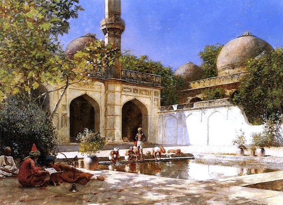  Edwin Lord Weeks Figures in the Courtyard of a Mosque - Canvas Art Print