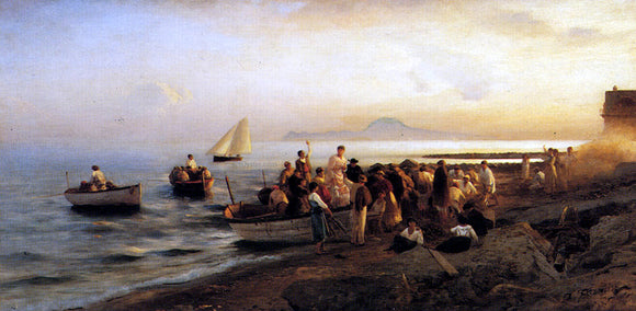  Albert Flamm Figures on a Shore - Canvas Art Print