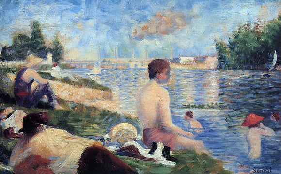  Georges Seurat Final Study for 'Bathing at Asnieres - Canvas Art Print