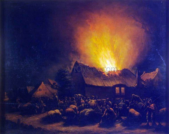  Egbert Van der Poel Fire in a Village - Canvas Art Print