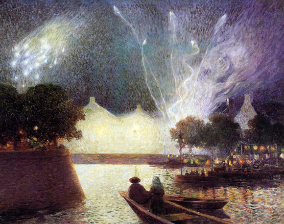  Ferdinand Du Puigaudeau Fireworks Over the Port - Canvas Art Print