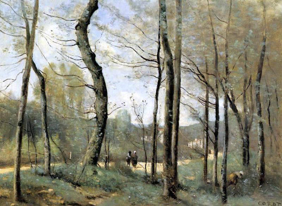  Jean-Baptiste-Camille Corot First Leaves, near Nantes - Canvas Art Print