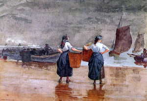  Winslow Homer Fishergirls on the Beach, Tynemouth - Canvas Art Print