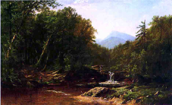  Alfred Thompson Bricher Fisherman by a Mountain Stream - Canvas Art Print