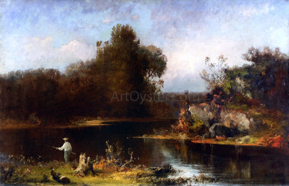 Joseph Morviller Fisherman on the Riverbank - Canvas Art Print