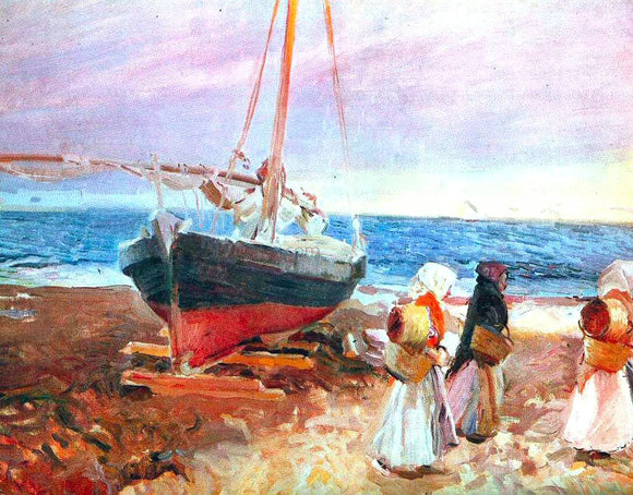  Joaquin Sorolla Y Bastida Fisherwomen on the Beach, Valencia - Canvas Art Print