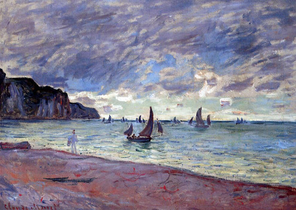  Claude Oscar Monet Fishing Boats by the Beach and the Cliffs of Pourville - Canvas Art Print