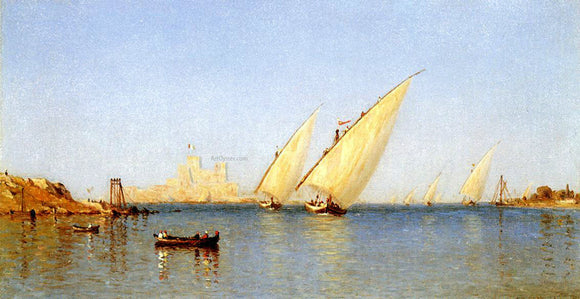  Sanford Robinson Gifford Fishing Boats Coming into Brindisi Harbor - Canvas Art Print