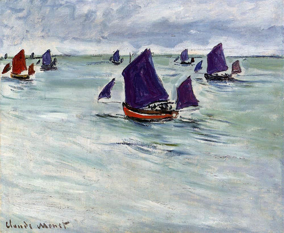  Claude Oscar Monet Fishing Boats off Pourville - Canvas Art Print