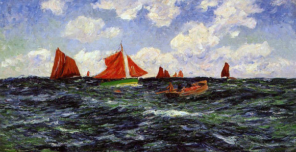  Henri Moret Fishing Boats off the Coast - Canvas Art Print