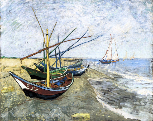  Vincent Van Gogh A Fishing Boat on the Beach at Les Saintes-Maries-de-la-Mer - Canvas Art Print