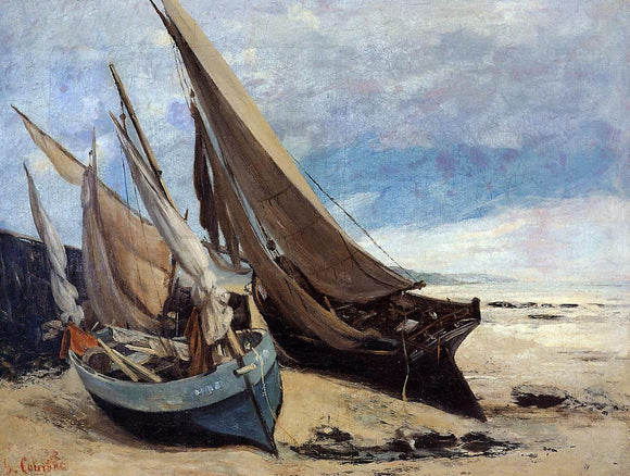  Gustave Courbet Fishing Boats on the Deauville Beach - Canvas Art Print